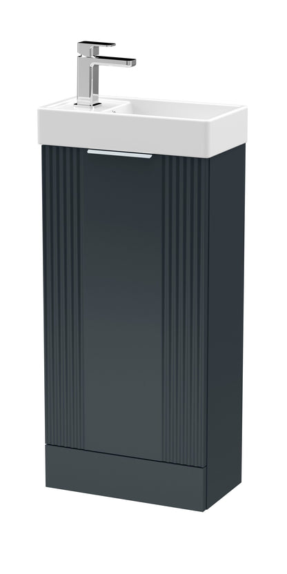 [BFDE1420] Belvide Retro Floor Standing 1 Door Cloakroom Vanity Basin Unit, 400mm, Choice of Colour and Handle Finish - Cutout