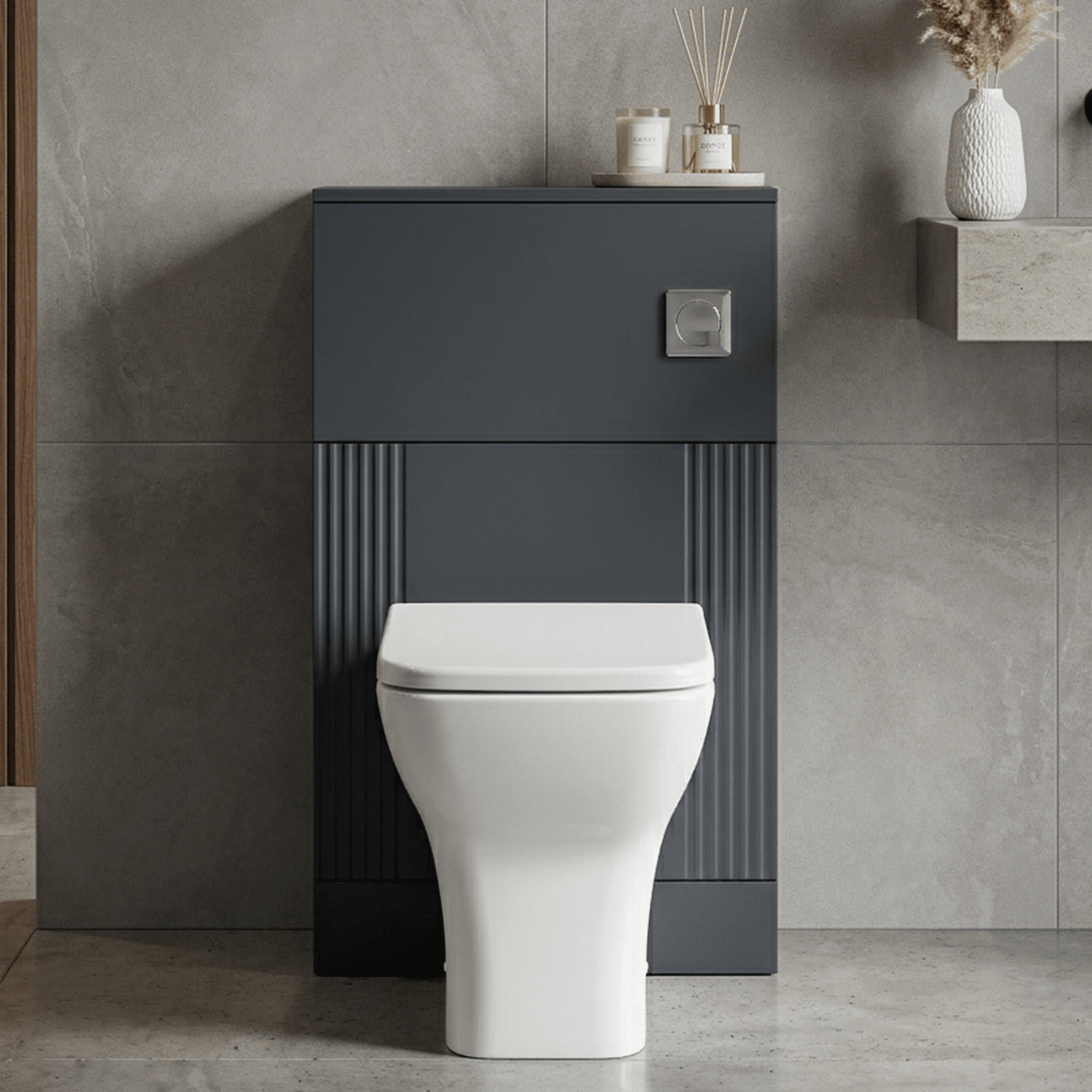 [BFDE1441] Belvide Modern Bathroom Retro Floor Standing WC Back to Wall Toilet Unit, 500mm, Choice of Colour - Silo