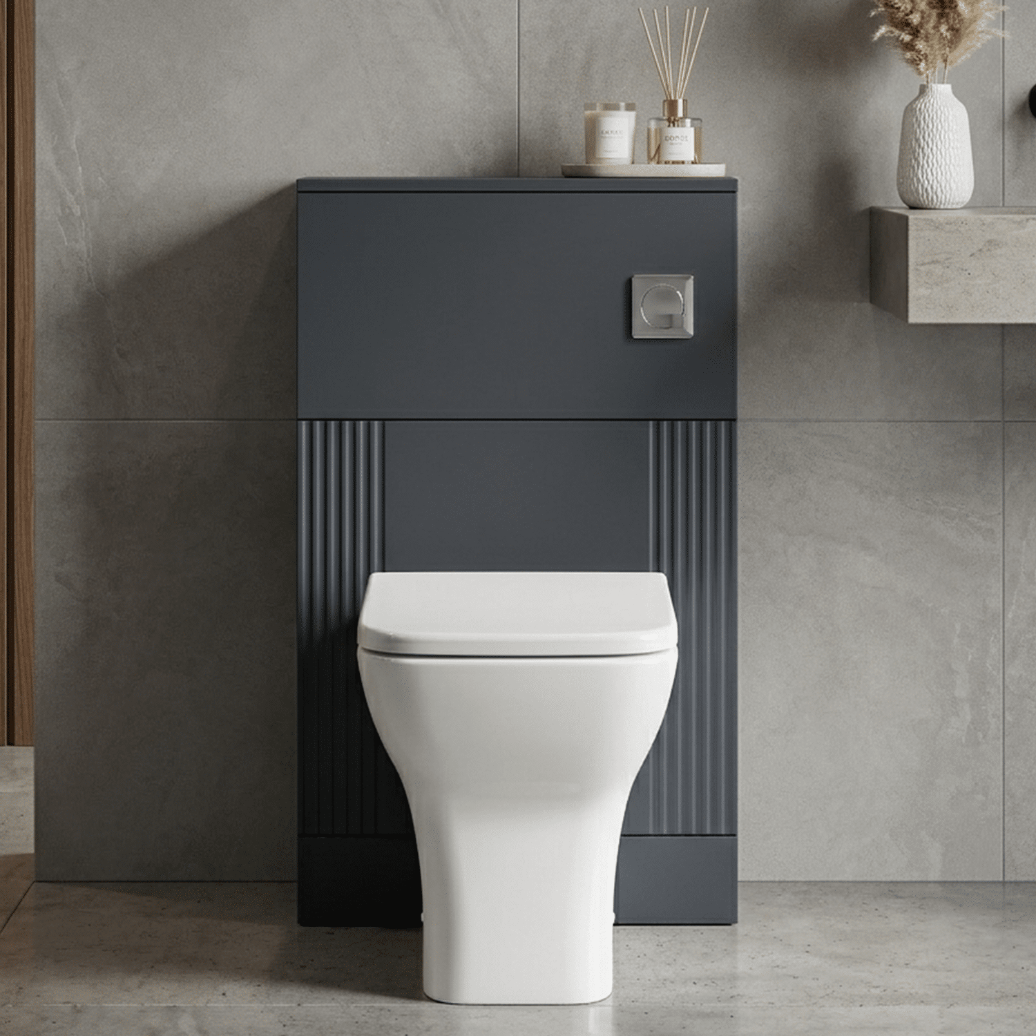 [BFDE1441] Belvide Modern Bathroom Retro Floor Standing WC Back to Wall Toilet Unit, 500mm, Choice of Colour - Silo