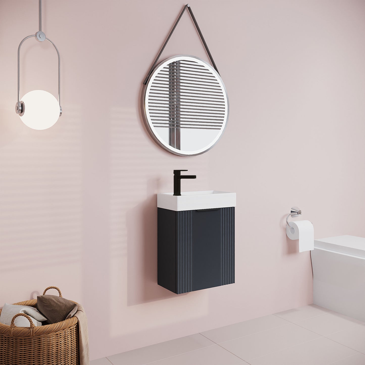 [BFDE1490H224] Belvide Retro Wall Hung Bathroom Cloakroom Vanity Basin Unit 438 x 400 x 222mm - Multiple Colours - Lifestyle 3