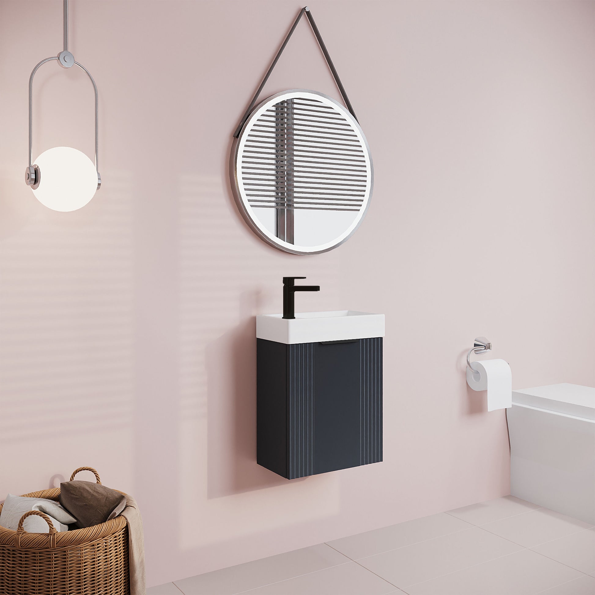[BFDE1490H224] Belvide Retro Wall Hung Bathroom Cloakroom Vanity Basin Unit 438 x 400 x 222mm - Multiple Colours - Lifestyle 3