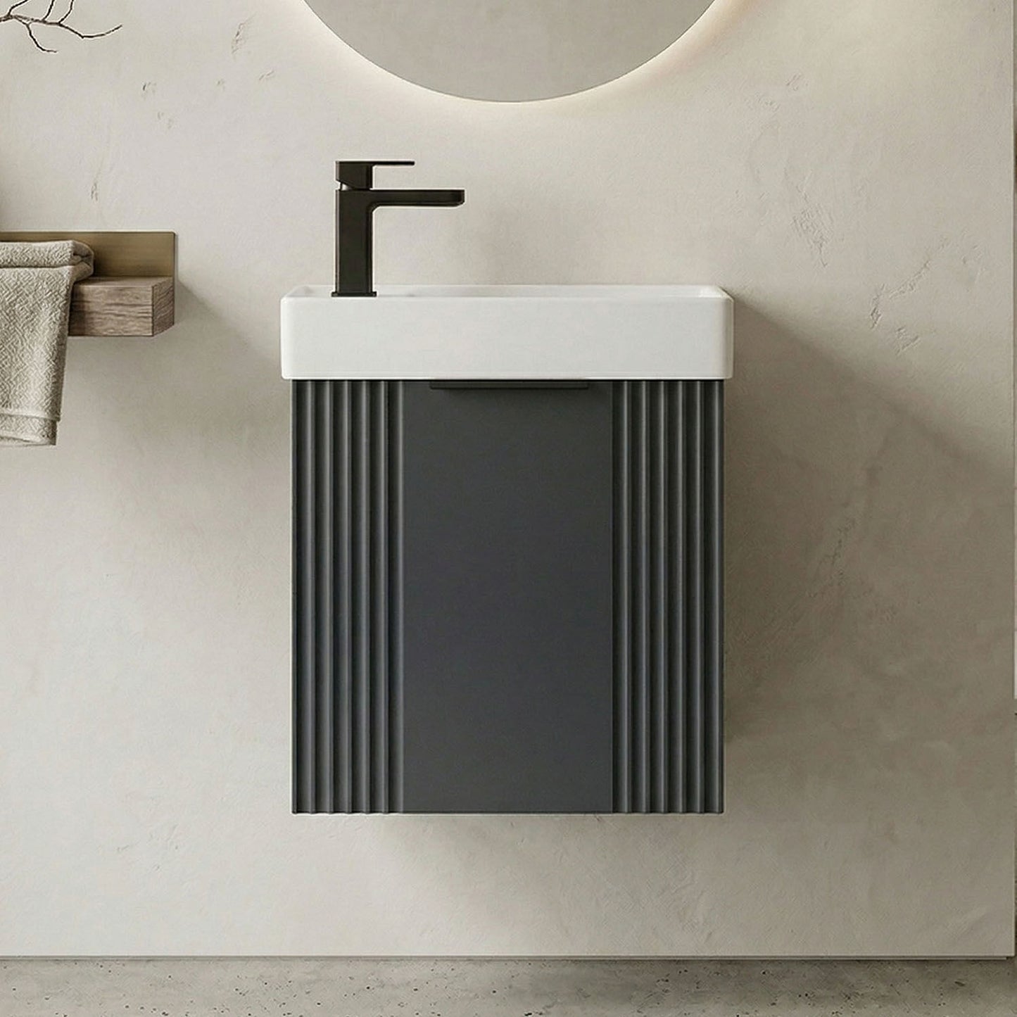 [BFDE1490H224] Belvide Retro Wall Hung Bathroom Cloakroom Vanity Basin Unit 438 x 400 x 222mm - Multiple Colours - Silo