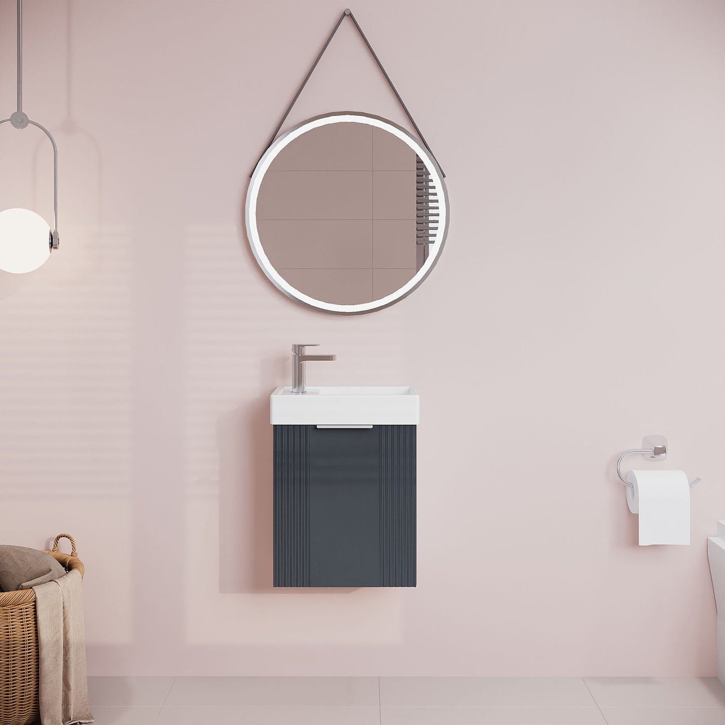 [BFDE1490] Belvide Retro Wall Hung Bathroom Cloakroom Vanity Basin Unit 438 x 400 x 222mm - Multiple Colours - Lifestyle 1