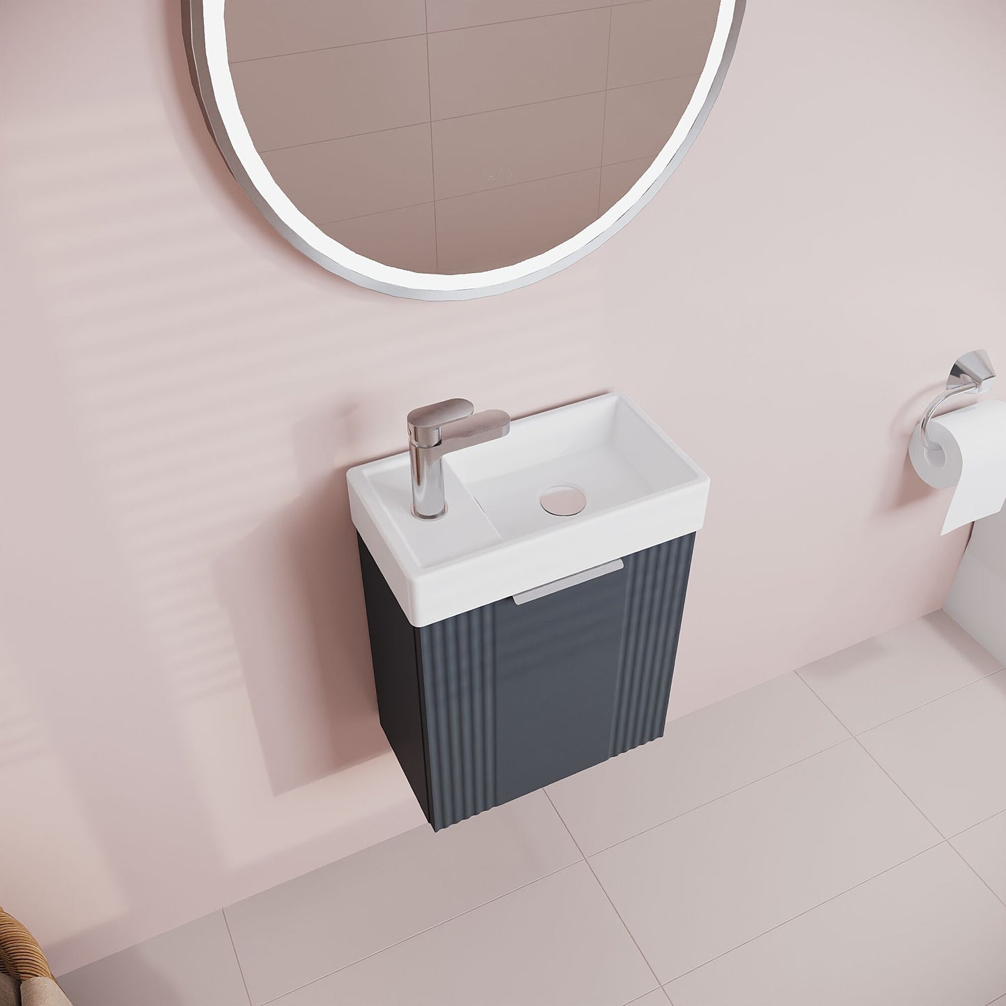 [BFDE1490] Belvide Retro Wall Hung Bathroom Cloakroom Vanity Basin Unit 438 x 400 x 222mm - Multiple Colours - Lifestyle 2