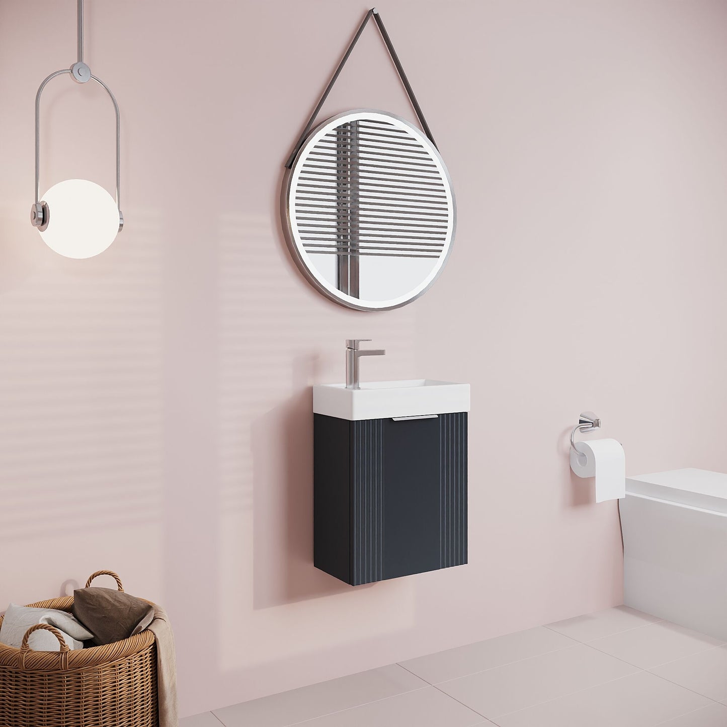 [BFDE1490] Belvide Retro Wall Hung Bathroom Cloakroom Vanity Basin Unit 438 x 400 x 222mm - Multiple Colours - Lifestyle 3