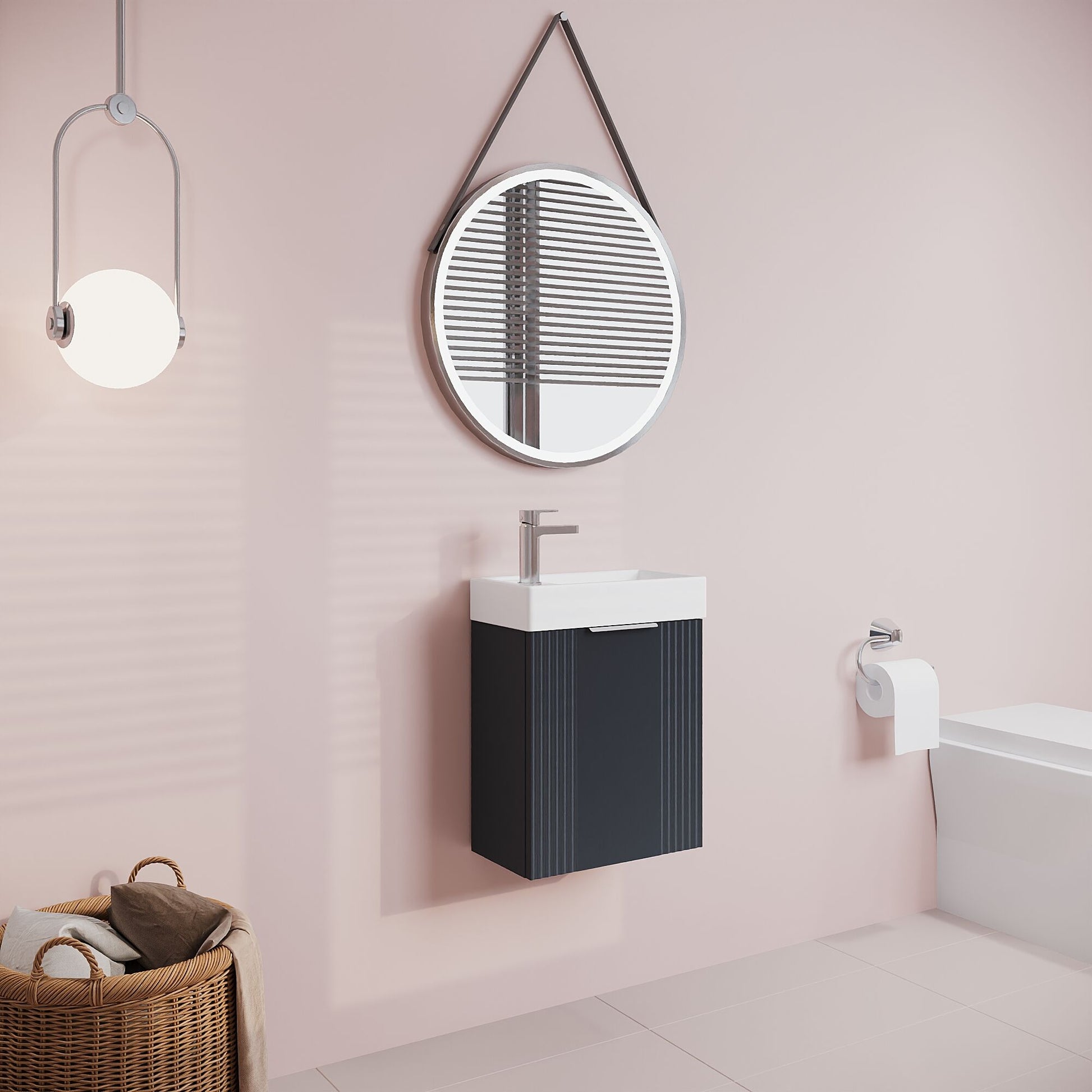 [BFDE1490] Belvide Retro Wall Hung Bathroom Cloakroom Vanity Basin Unit 438 x 400 x 222mm - Multiple Colours - Lifestyle 3