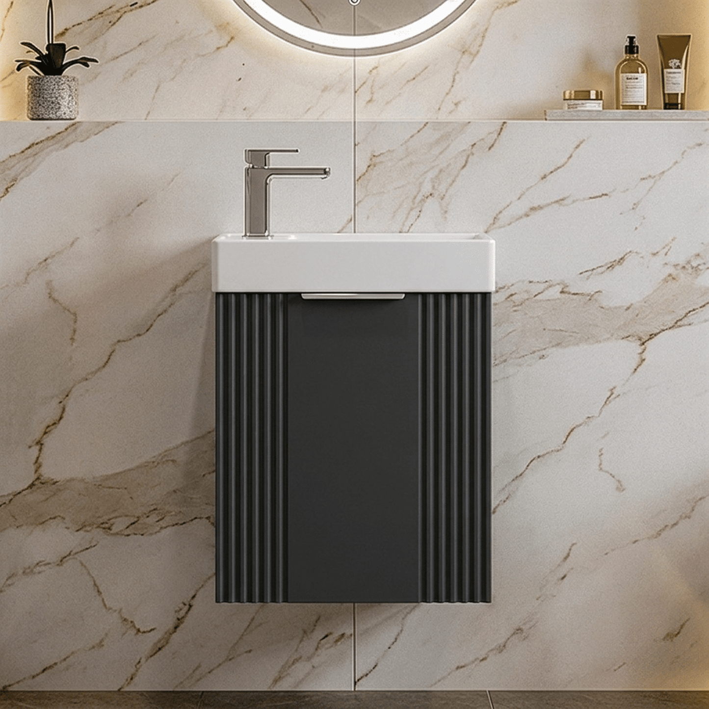 [BFDE1490] Belvide Retro Wall Hung Bathroom Cloakroom Vanity Basin Unit 438 x 400 x 222mm - Multiple Colours - Silo