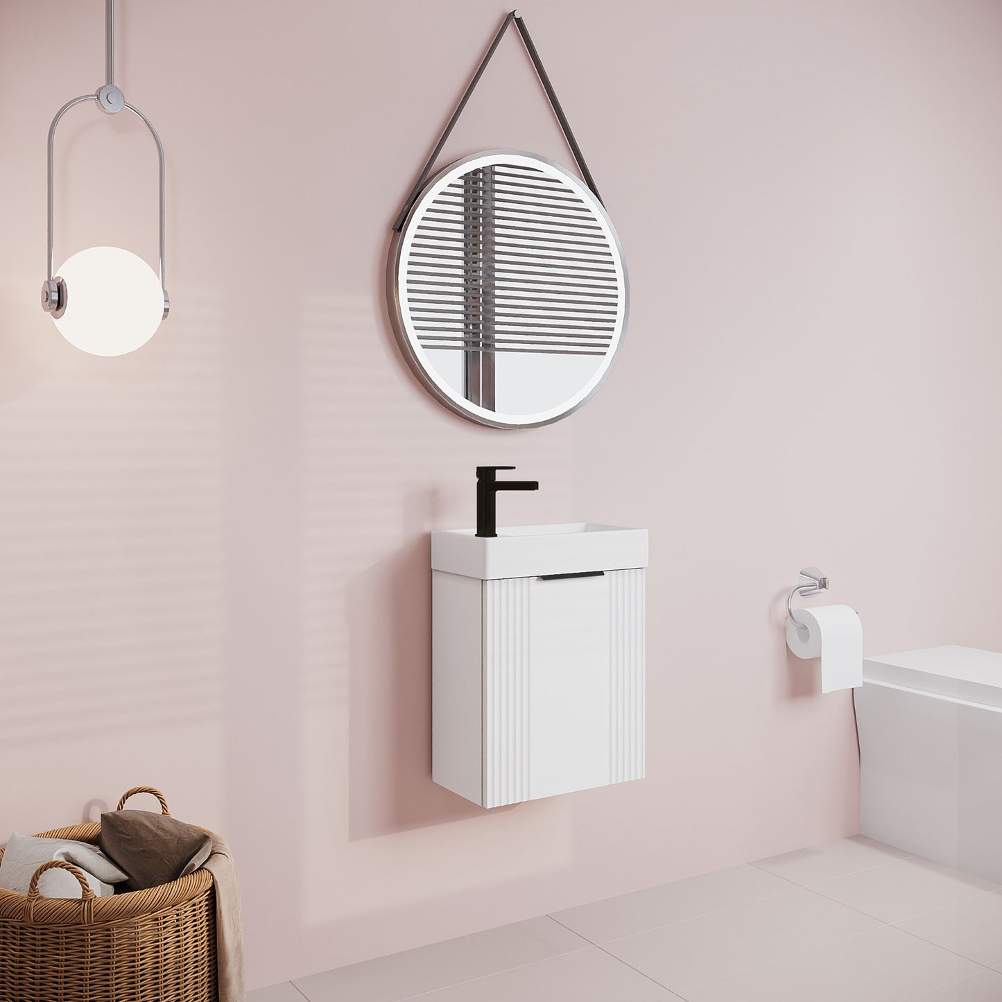 [BFDE190H224] Belvide Retro Wall Hung Bathroom Cloakroom Vanity Basin Unit 438 x 400 x 222mm - Multiple Colours - Lifestyle 3
