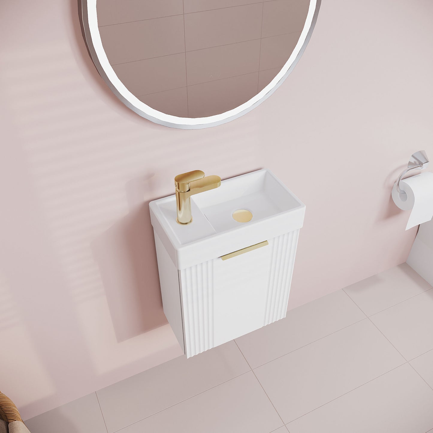 [BFDE190H324] Belvide Retro Wall Hung Bathroom Cloakroom Vanity Basin Unit 438 x 400 x 222mm - Multiple Colours - Lifestyle 2