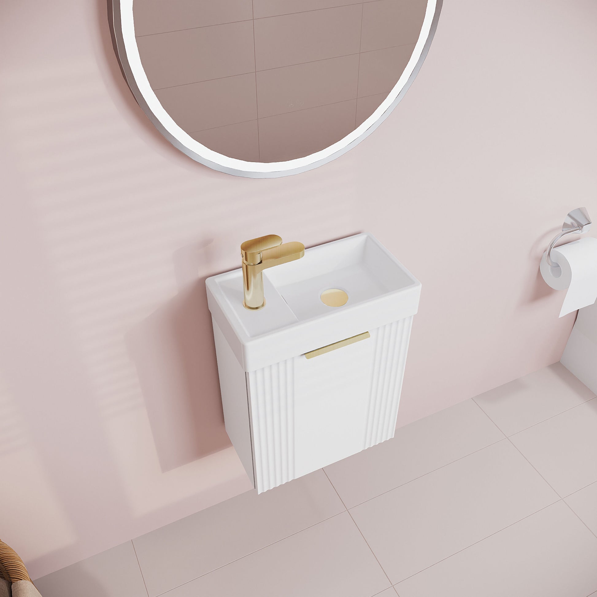 [BFDE190H324] Belvide Retro Wall Hung Bathroom Cloakroom Vanity Basin Unit 438 x 400 x 222mm - Multiple Colours - Lifestyle 2