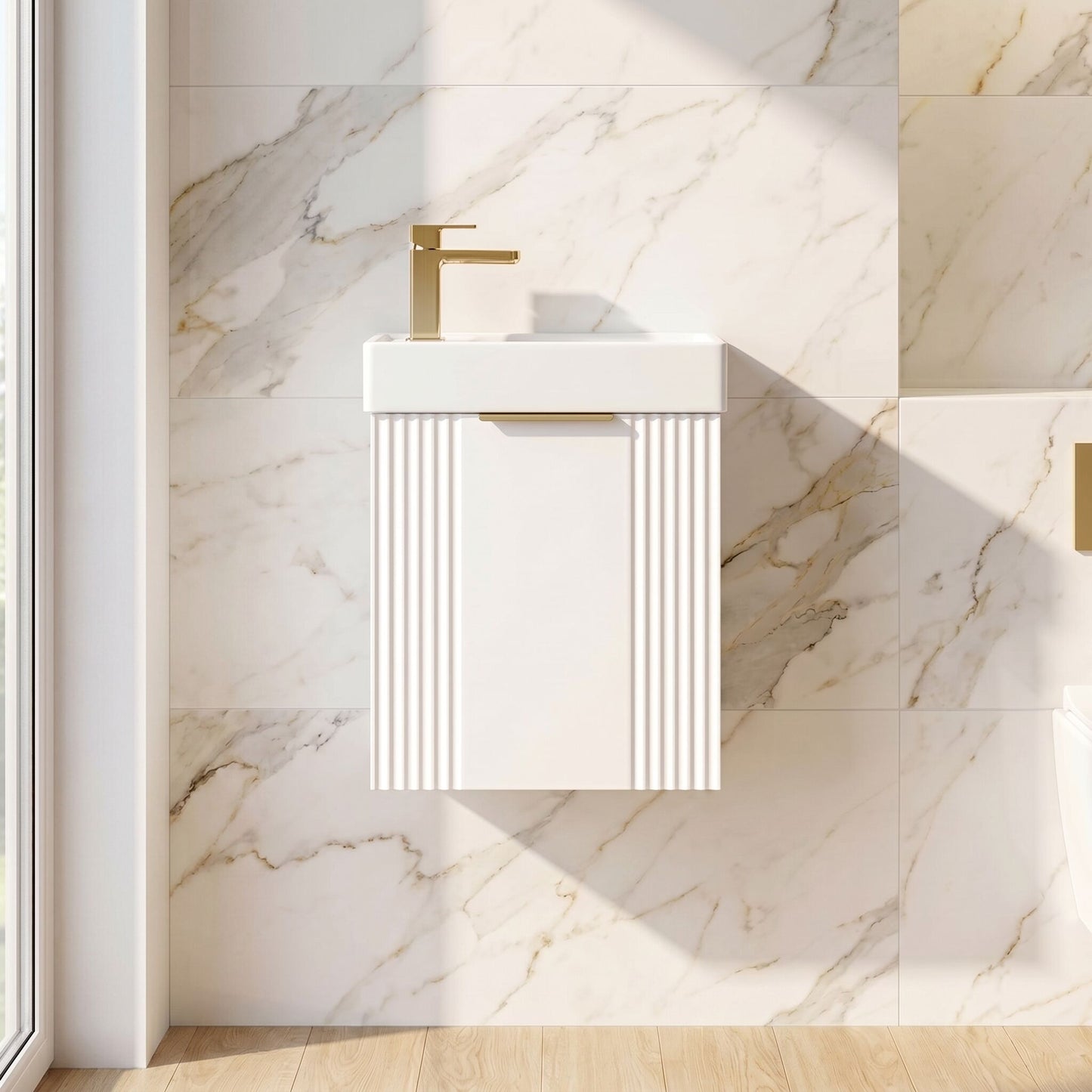 [BFDE190H324] Belvide Retro Wall Hung Bathroom Cloakroom Vanity Basin Unit 438 x 400 x 222mm - Multiple Colours - Silo