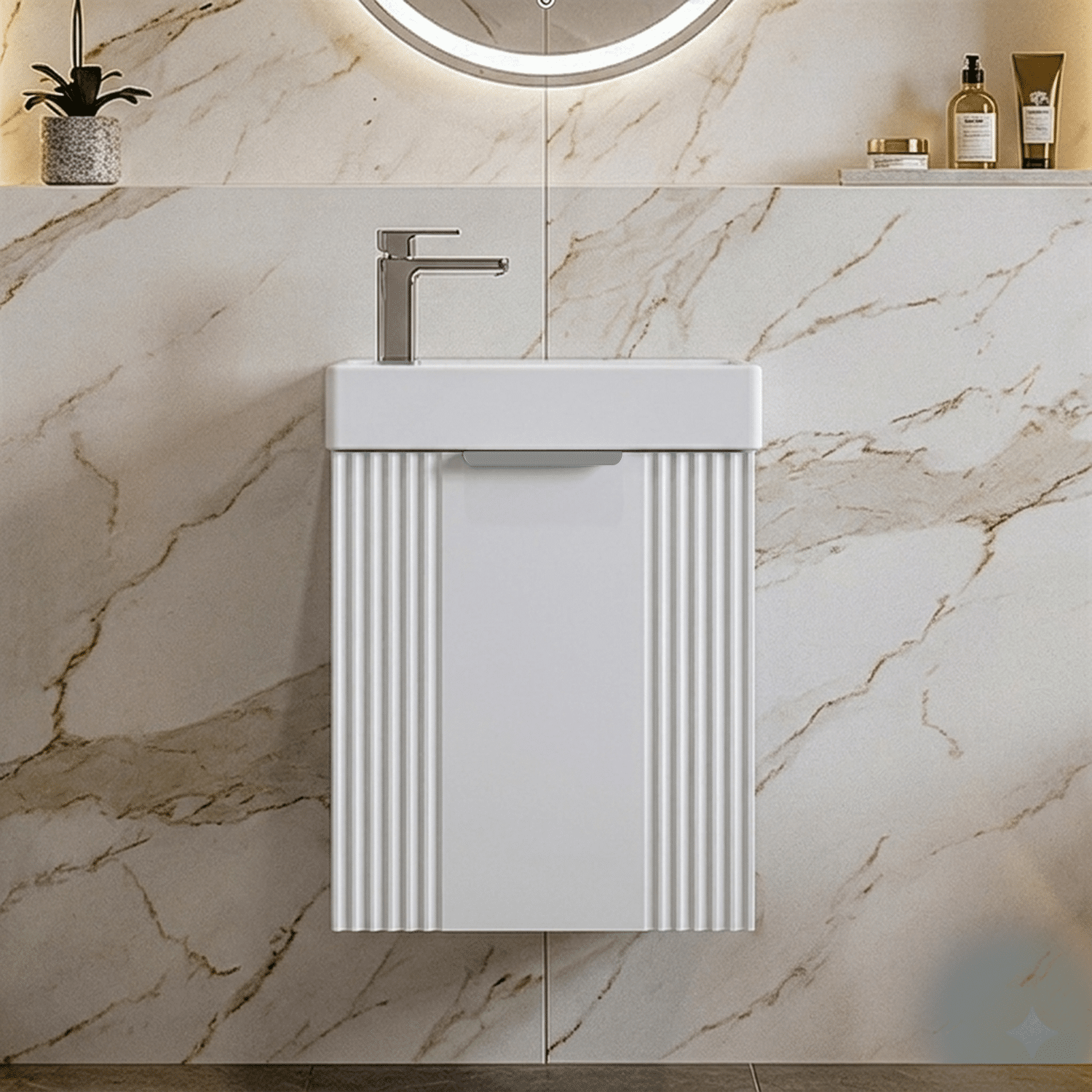 [BFDE190] Belvide Retro Wall Hung Bathroom Cloakroom Vanity Basin Unit 438 x 400 x 222mm - Multiple Colours - Silo