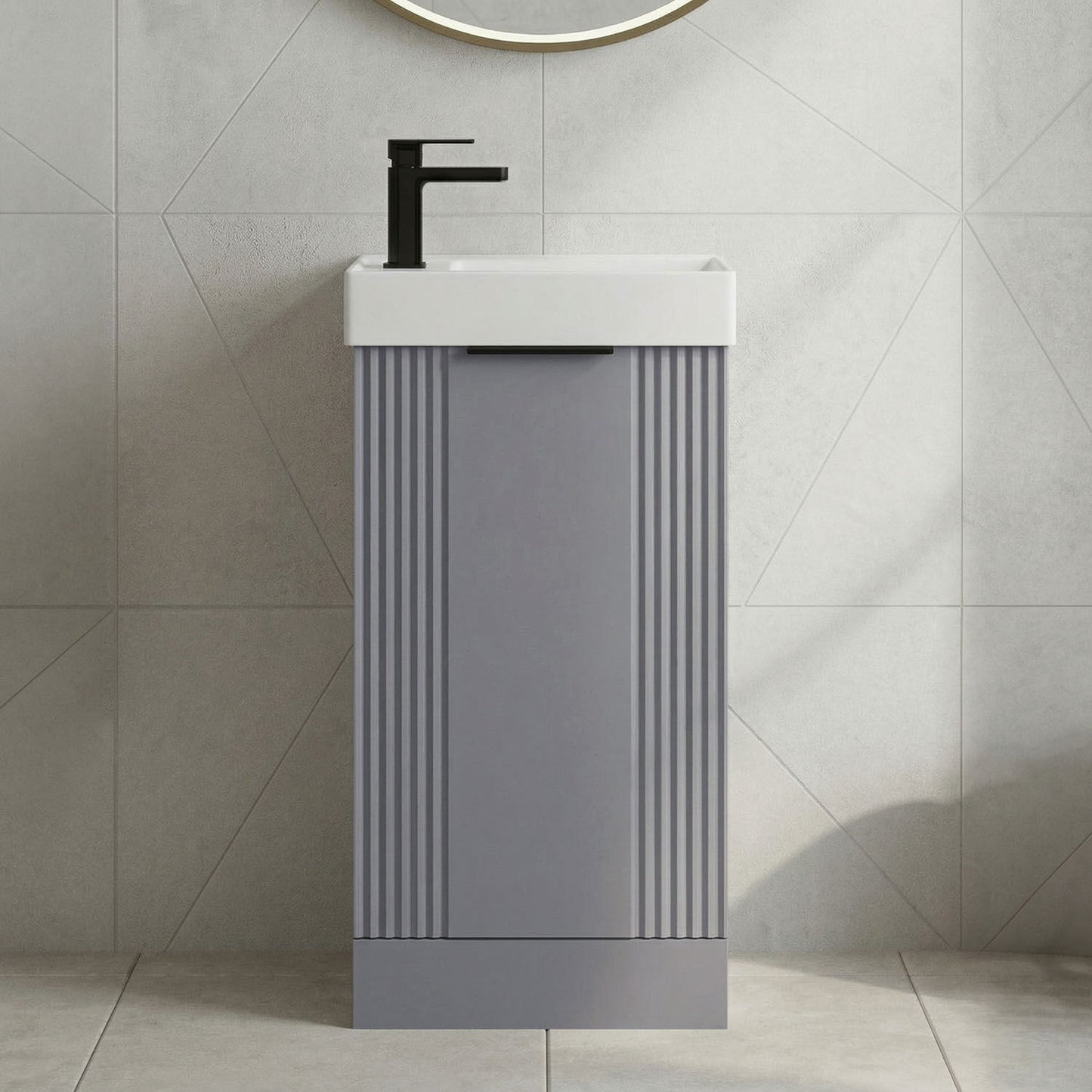 [BFDE220H224] Belvide Retro Floor Standing 1 Door Cloakroom Vanity Basin Unit, 400mm, Choice of Colour and Handle Finish - Silo