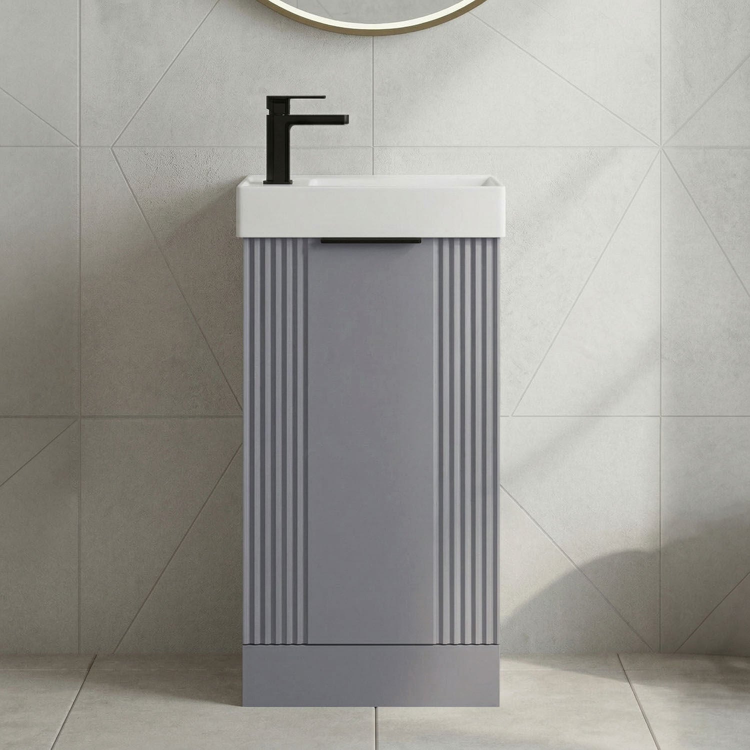 [BFDE220H224] Belvide Retro Floor Standing 1 Door Cloakroom Vanity Basin Unit, 400mm, Choice of Colour and Handle Finish - Silo