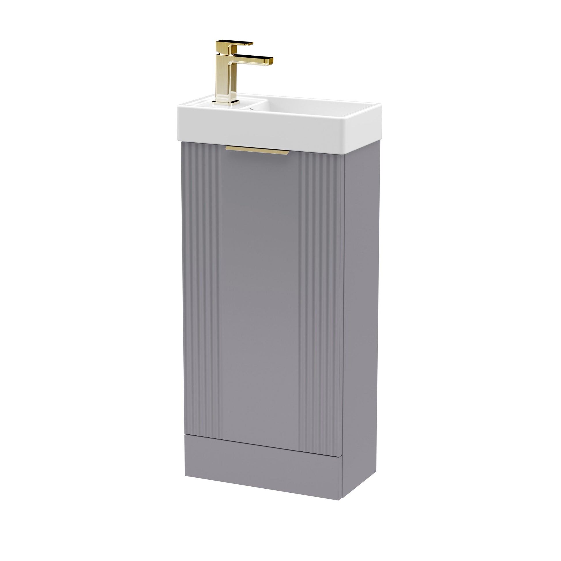 [BFDE220H324] Belvide Retro Floor Standing 1 Door Cloakroom Vanity Basin Unit, 400mm, Choice of Colour and Handle Finish - Cutout