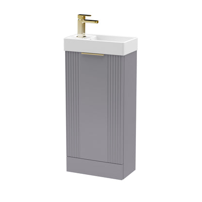[BFDE220H324] Belvide Retro Floor Standing 1 Door Cloakroom Vanity Basin Unit, 400mm, Choice of Colour and Handle Finish - Cutout