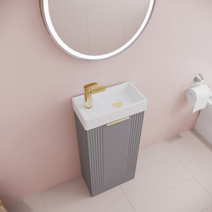 [BFDE220H324] Belvide Retro Floor Standing 1 Door Cloakroom Vanity Basin Unit, 400mm, Choice of Colour and Handle Finish - Lifestyle 2