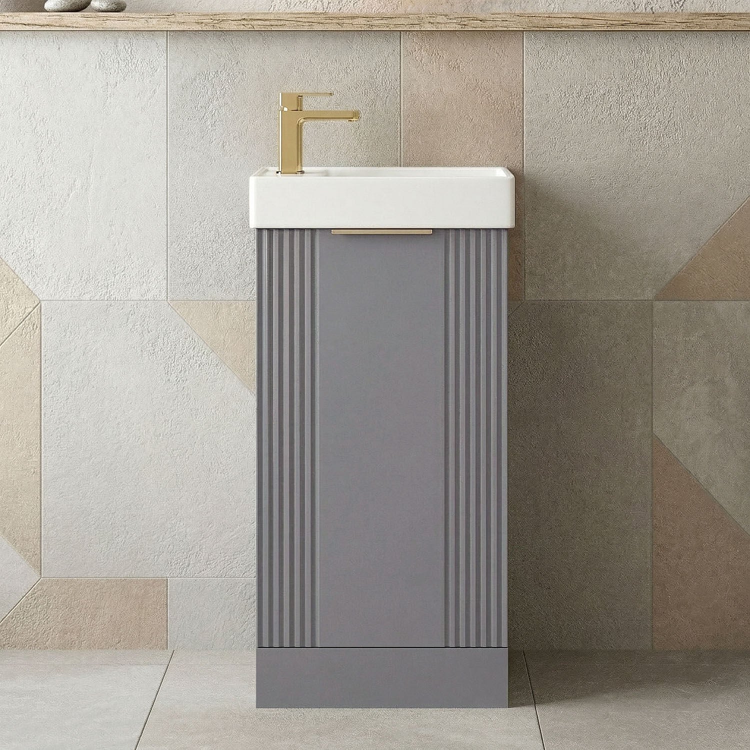 [BFDE220H324] Belvide Retro Floor Standing 1 Door Cloakroom Vanity Basin Unit, 400mm, Choice of Colour and Handle Finish - Silo