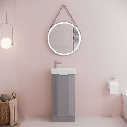 [BFDE220] Belvide Retro Floor Standing 1 Door Cloakroom Vanity Basin Unit, 400mm, Choice of Colour and Handle Finish - Lifestyle 1