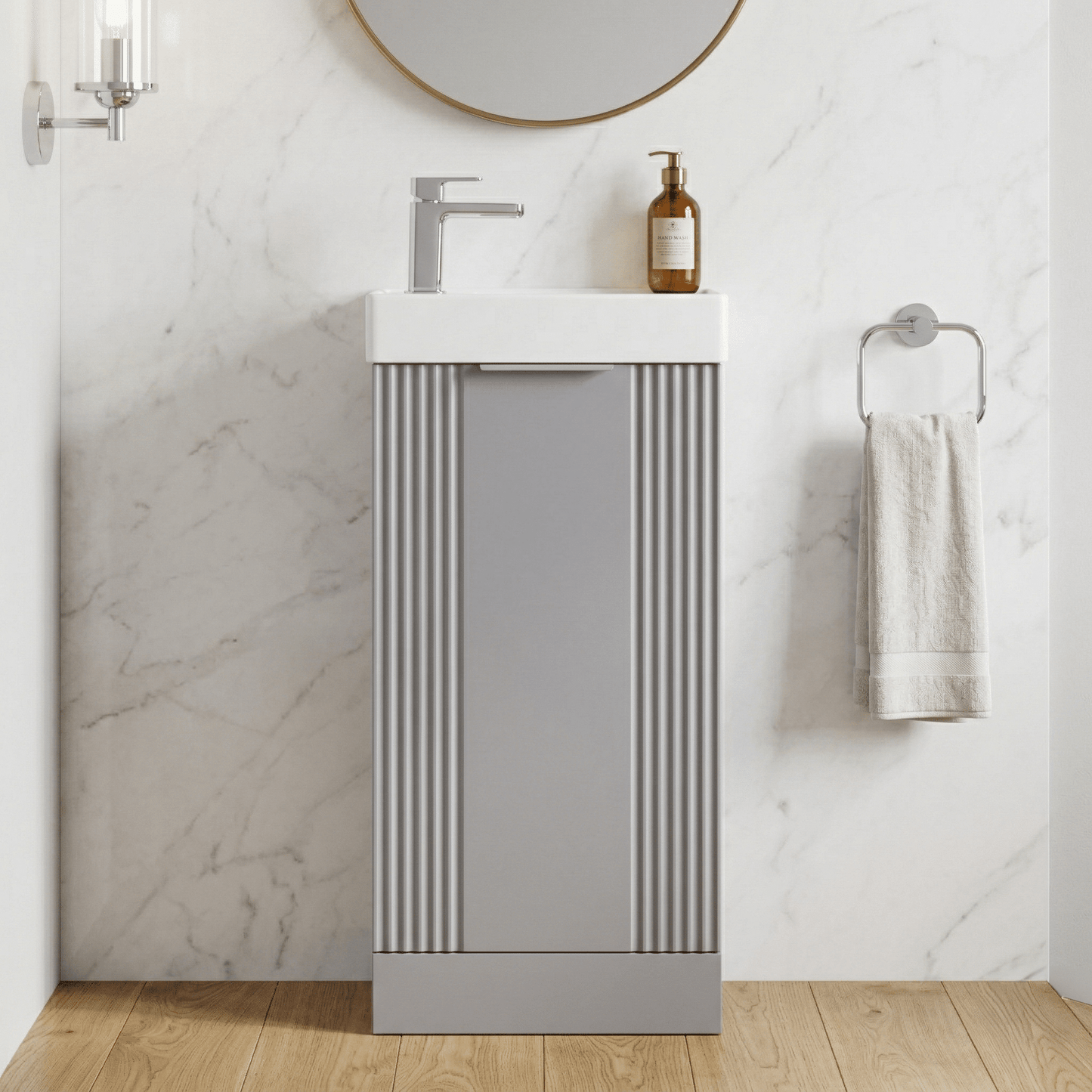 [BFDE220] Belvide Retro Floor Standing 1 Door Cloakroom Vanity Basin Unit, 400mm, Choice of Colour and Handle Finish - Silo