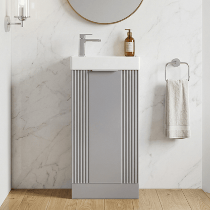 [BFDE220] Belvide Retro Floor Standing 1 Door Cloakroom Vanity Basin Unit, 400mm, Choice of Colour and Handle Finish - Silo