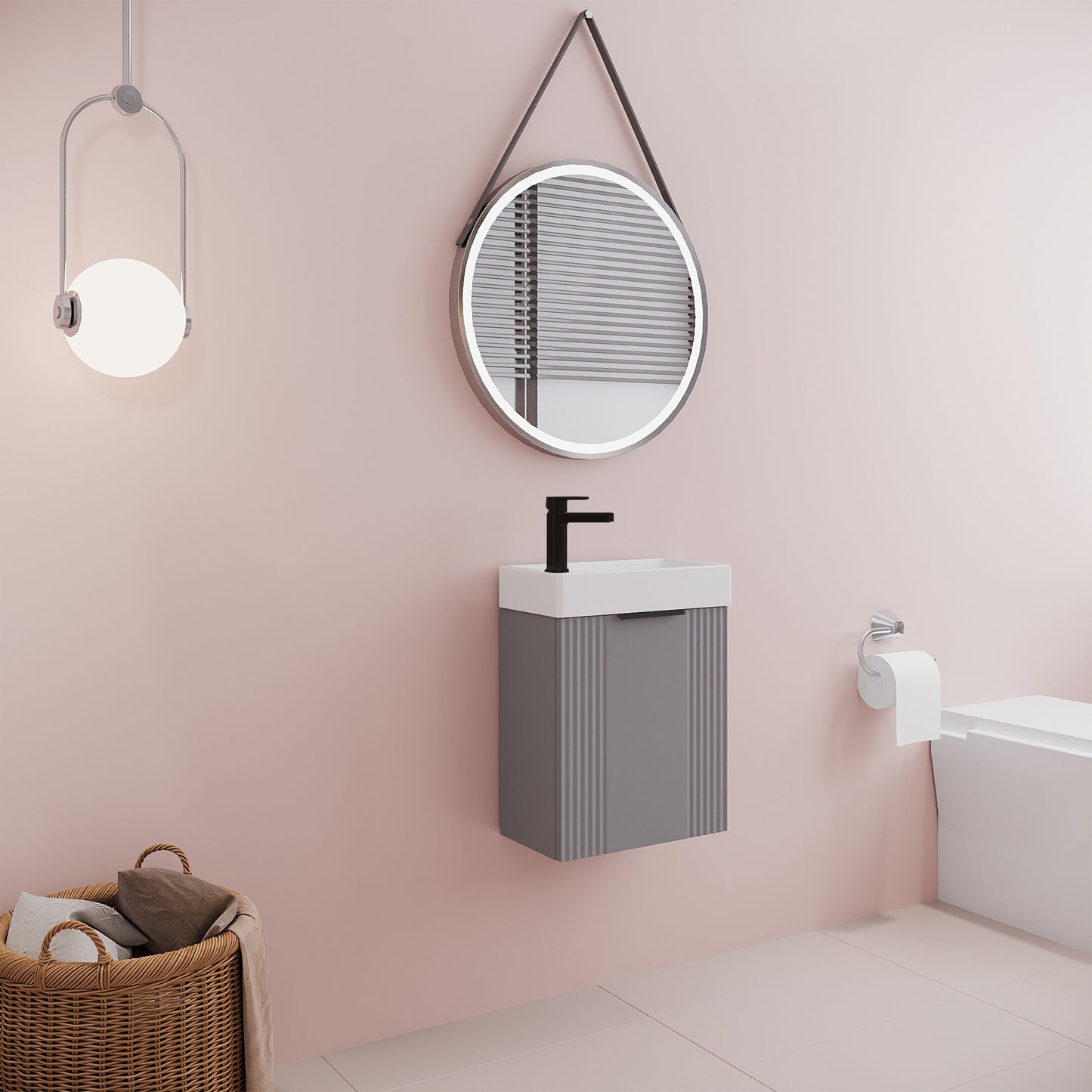 [BFDE290H224] Belvide Retro Wall Hung Bathroom Cloakroom Vanity Basin Unit 438 x 400 x 222mm - Multiple Colours - Lifestyle 3