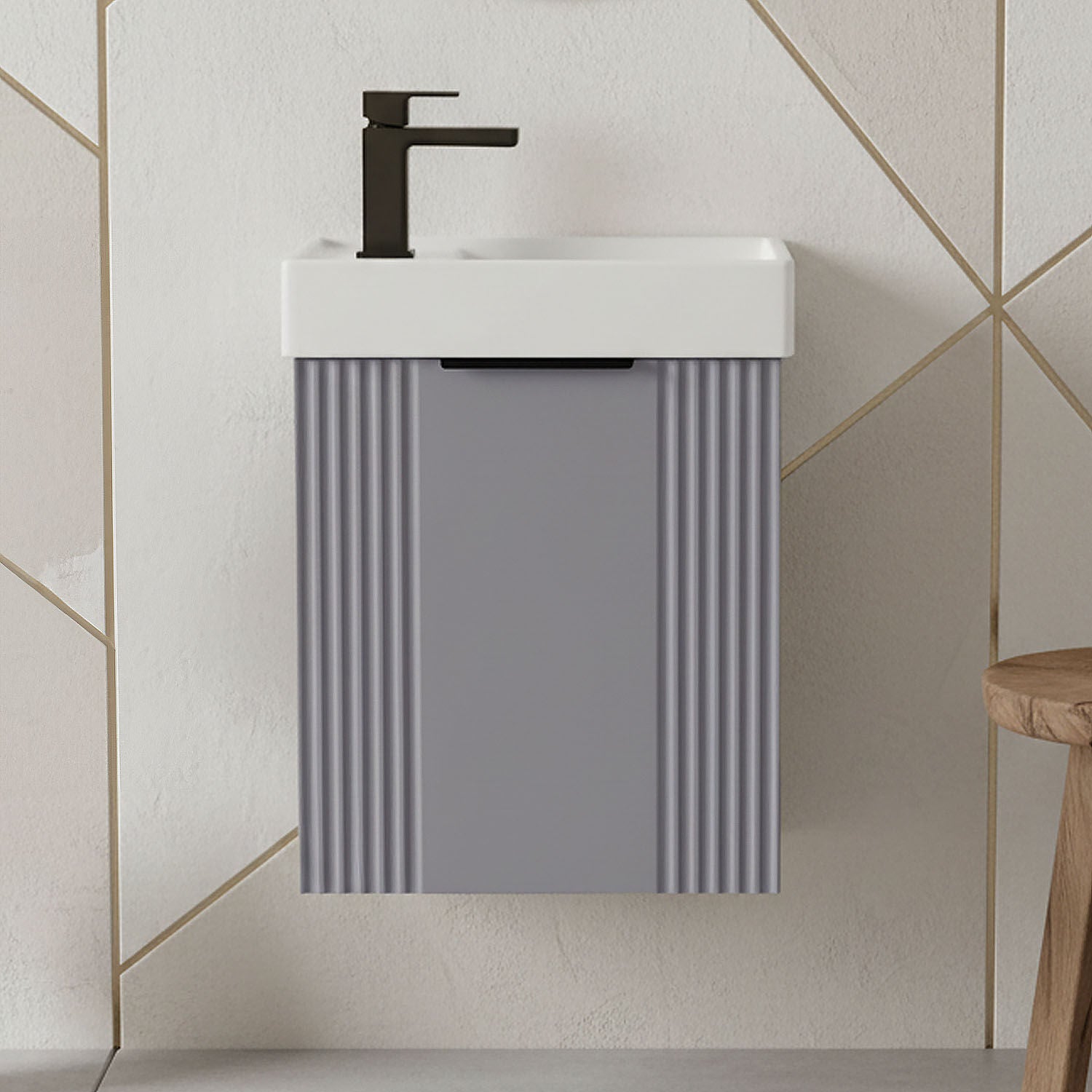 [BFDE290H224] Belvide Retro Wall Hung Bathroom Cloakroom Vanity Basin Unit 438 x 400 x 222mm - Multiple Colours - Silo