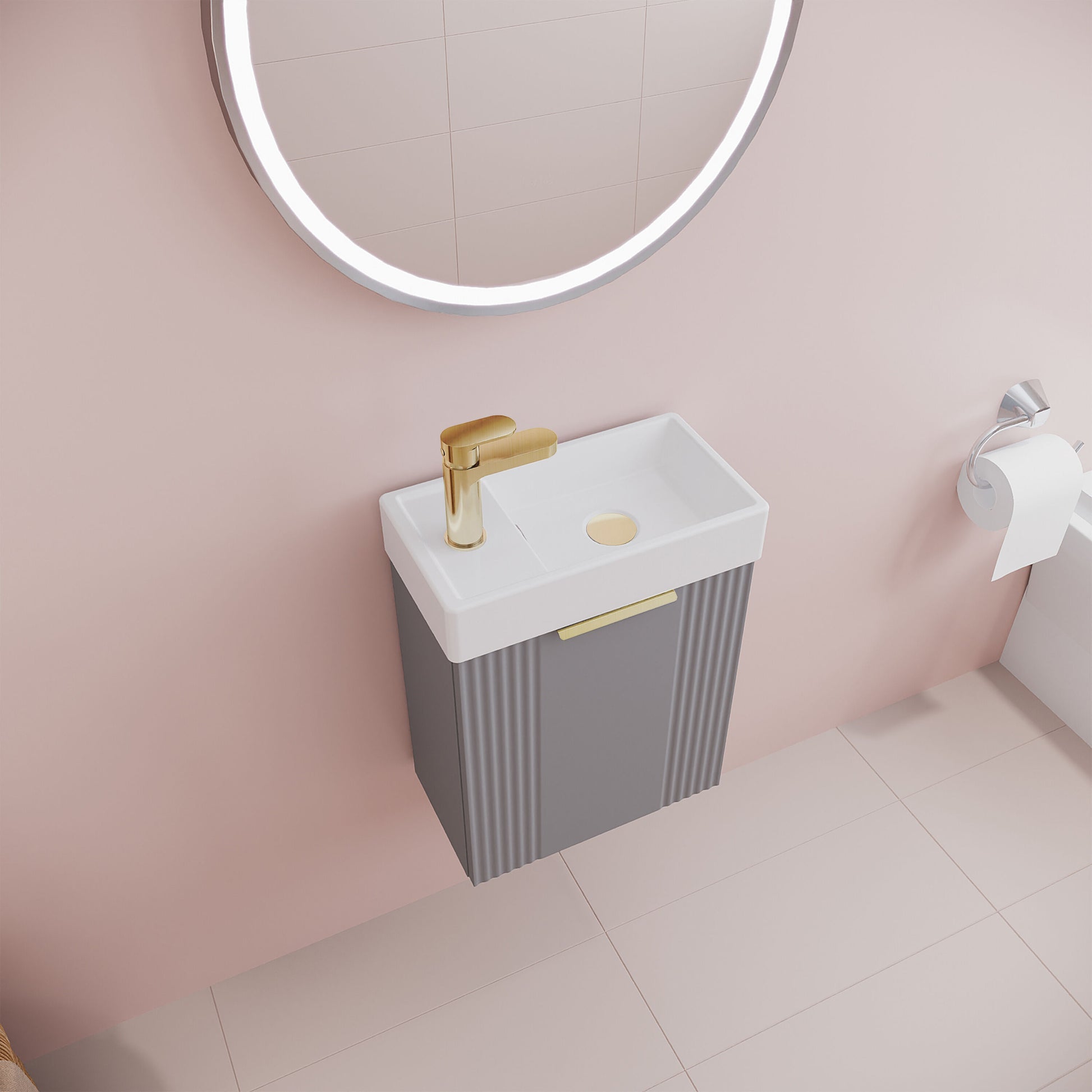[BFDE290H324] Belvide Retro Wall Hung Bathroom Cloakroom Vanity Basin Unit 438 x 400 x 222mm - Multiple Colours - Lifestyle 2