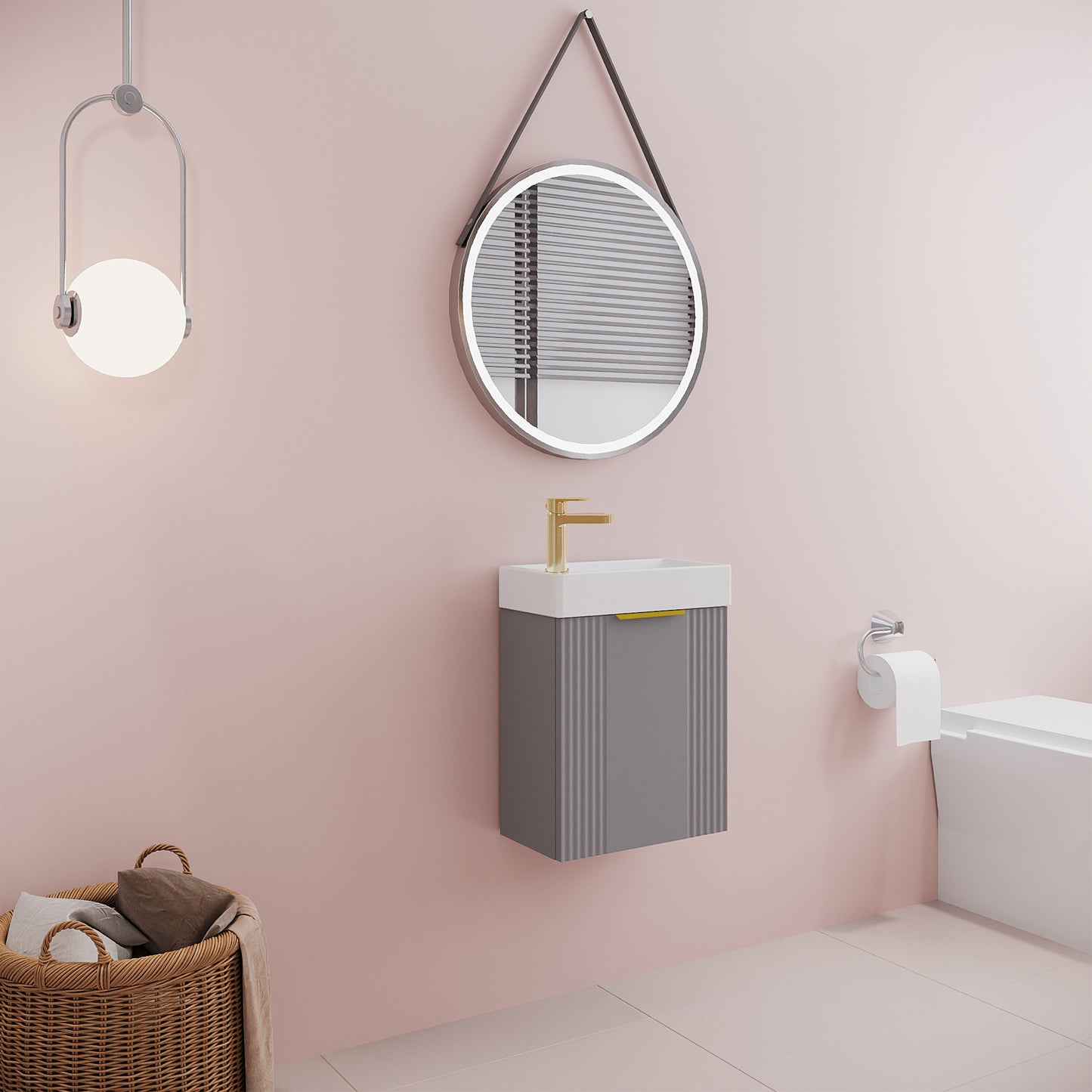[BFDE290H324] Belvide Retro Wall Hung Bathroom Cloakroom Vanity Basin Unit 438 x 400 x 222mm - Multiple Colours - Lifestyle 3