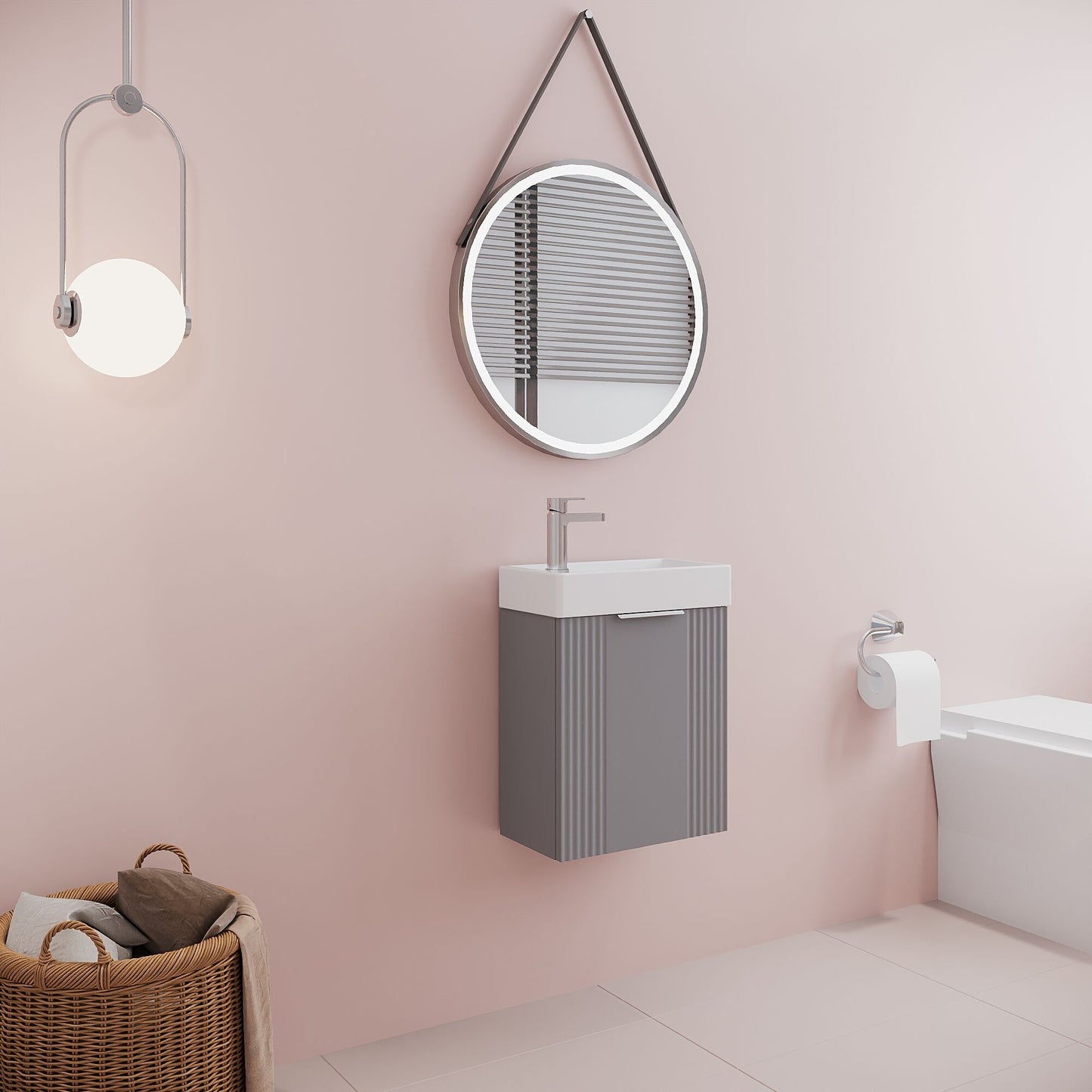 [BFDE290] Belvide Retro Wall Hung Bathroom Cloakroom Vanity Basin Unit 438 x 400 x 222mm - Multiple Colours - Lifestyle 3