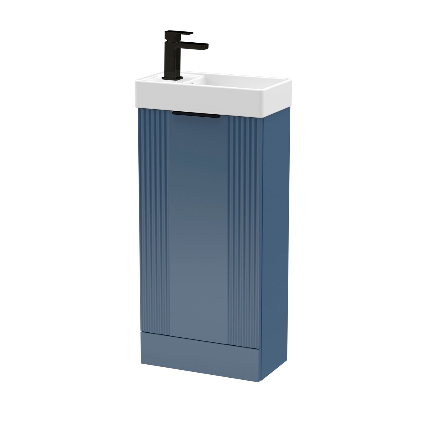 [BFDE320H224] Belvide Retro Floor Standing 1 Door Cloakroom Vanity Basin Unit, 400mm, Choice of Colour and Handle Finish - Cutout
