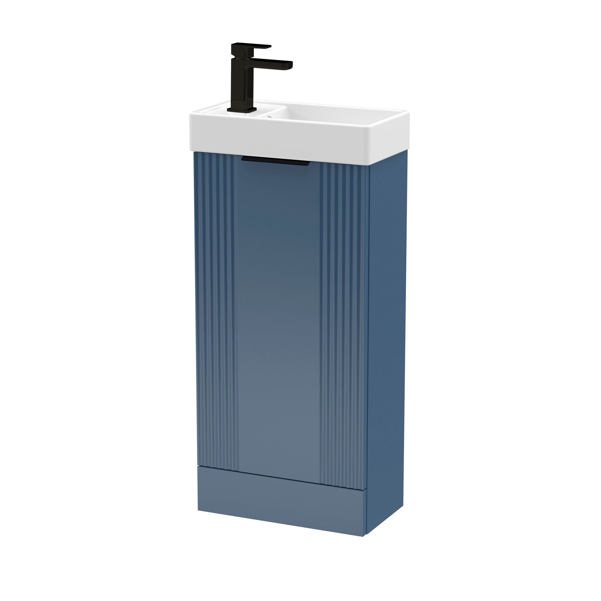[BFDE320H224] Belvide Retro Floor Standing 1 Door Cloakroom Vanity Basin Unit, 400mm, Choice of Colour and Handle Finish - Cutout