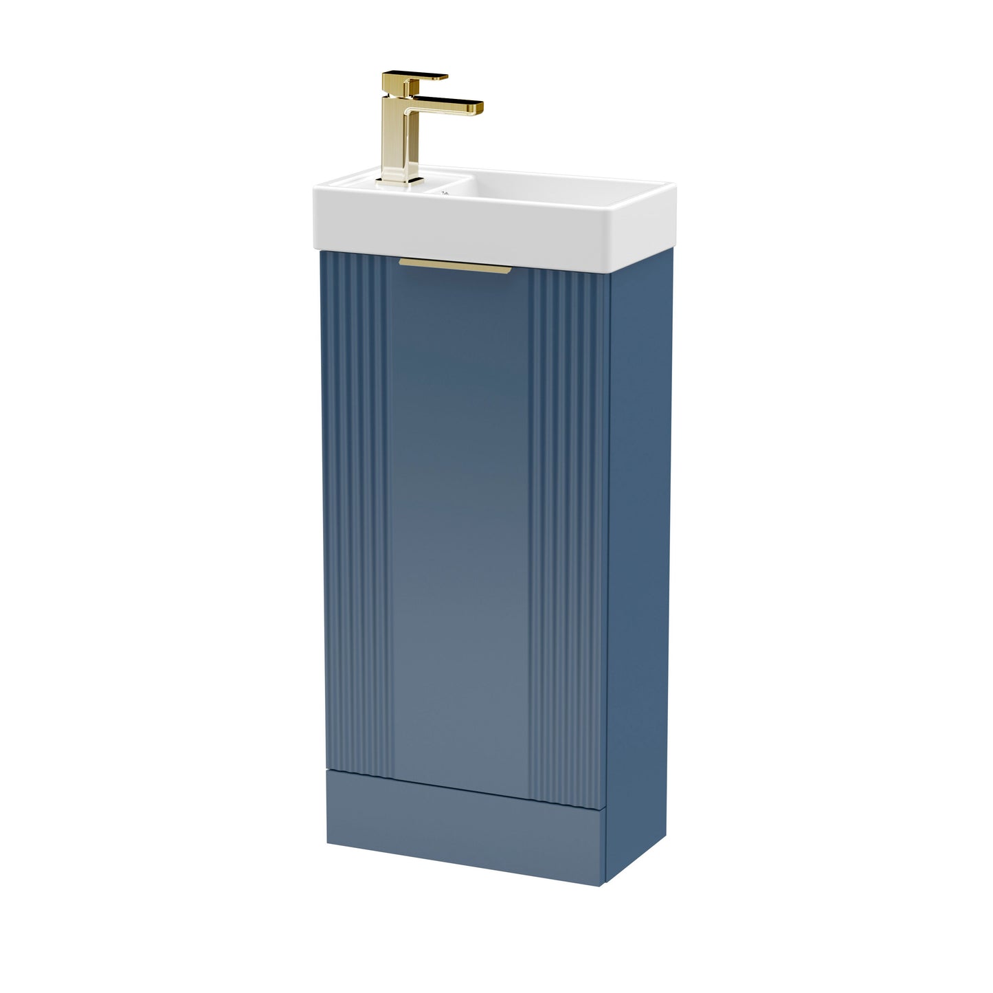 [BFDE320H324] Belvide Retro Floor Standing 1 Door Cloakroom Vanity Basin Unit, 400mm, Choice of Colour and Handle Finish - Cutout