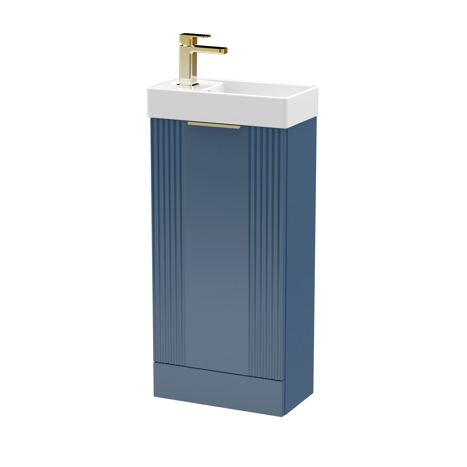[BFDE320H324] Belvide Retro Floor Standing 1 Door Cloakroom Vanity Basin Unit, 400mm, Choice of Colour and Handle Finish - Cutout