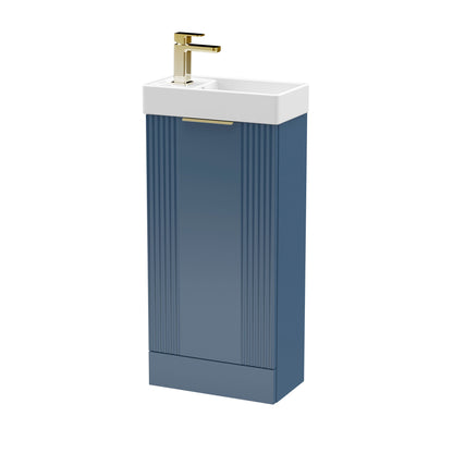 [BFDE320H324] Belvide Retro Floor Standing 1 Door Cloakroom Vanity Basin Unit, 400mm, Choice of Colour and Handle Finish - Cutout