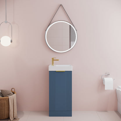 [BFDE320H324] Belvide Retro Floor Standing 1 Door Cloakroom Vanity Basin Unit, 400mm, Choice of Colour and Handle Finish - Lifestyle 1