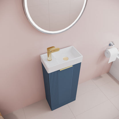 [BFDE320H324] Belvide Retro Floor Standing 1 Door Cloakroom Vanity Basin Unit, 400mm, Choice of Colour and Handle Finish - Lifestyle 2