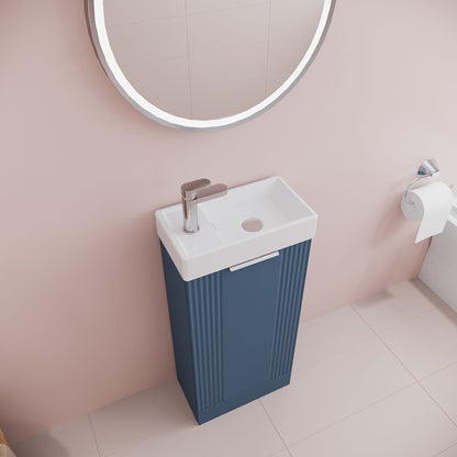 [BFDE320] Belvide Retro Floor Standing 1 Door Cloakroom Vanity Basin Unit, 400mm, Choice of Colour and Handle Finish - Lifestyle 2