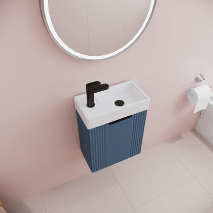 [BFDE390H224] Belvide Retro Wall Hung Bathroom Cloakroom Vanity Basin Unit 438 x 400 x 222mm - Multiple Colours - Lifestyle 2