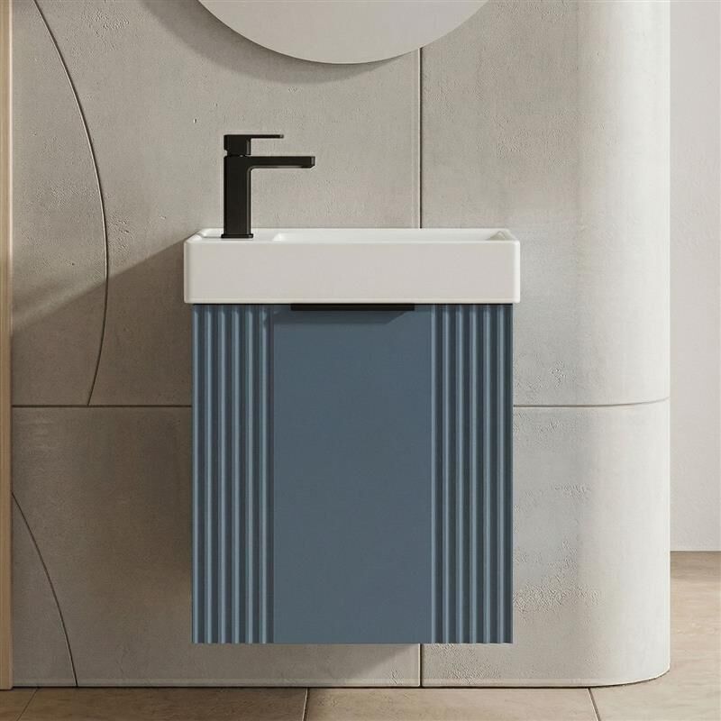[BFDE390H224] Belvide Retro Wall Hung Bathroom Cloakroom Vanity Basin Unit 438 x 400 x 222mm - Multiple Colours - Silo
