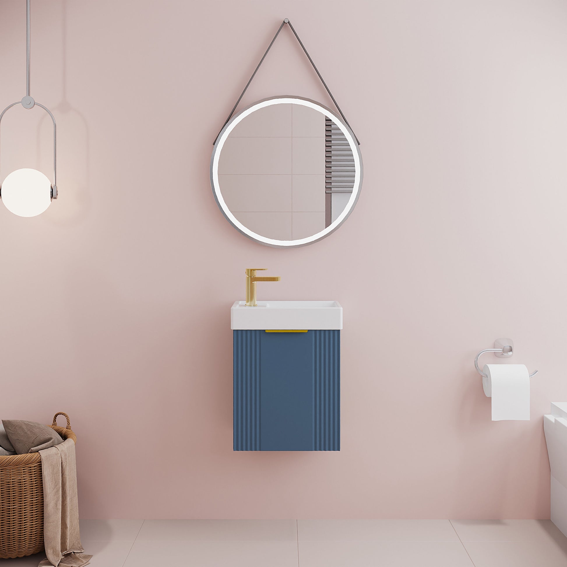 [BFDE390H324] Belvide Retro Wall Hung Bathroom Cloakroom Vanity Basin Unit 438 x 400 x 222mm - Multiple Colours - Lifestyle 1