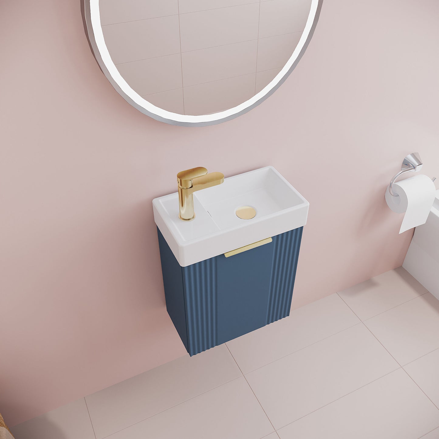 [BFDE390H324] Belvide Retro Wall Hung Bathroom Cloakroom Vanity Basin Unit 438 x 400 x 222mm - Multiple Colours - Lifestyle 2