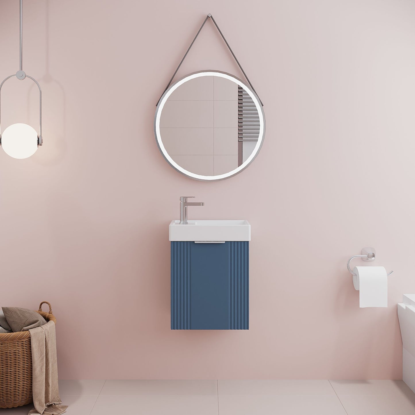[BFDE390] Belvide Retro Wall Hung Bathroom Cloakroom Vanity Basin Unit 438 x 400 x 222mm - Multiple Colours - Lifestyle 1
