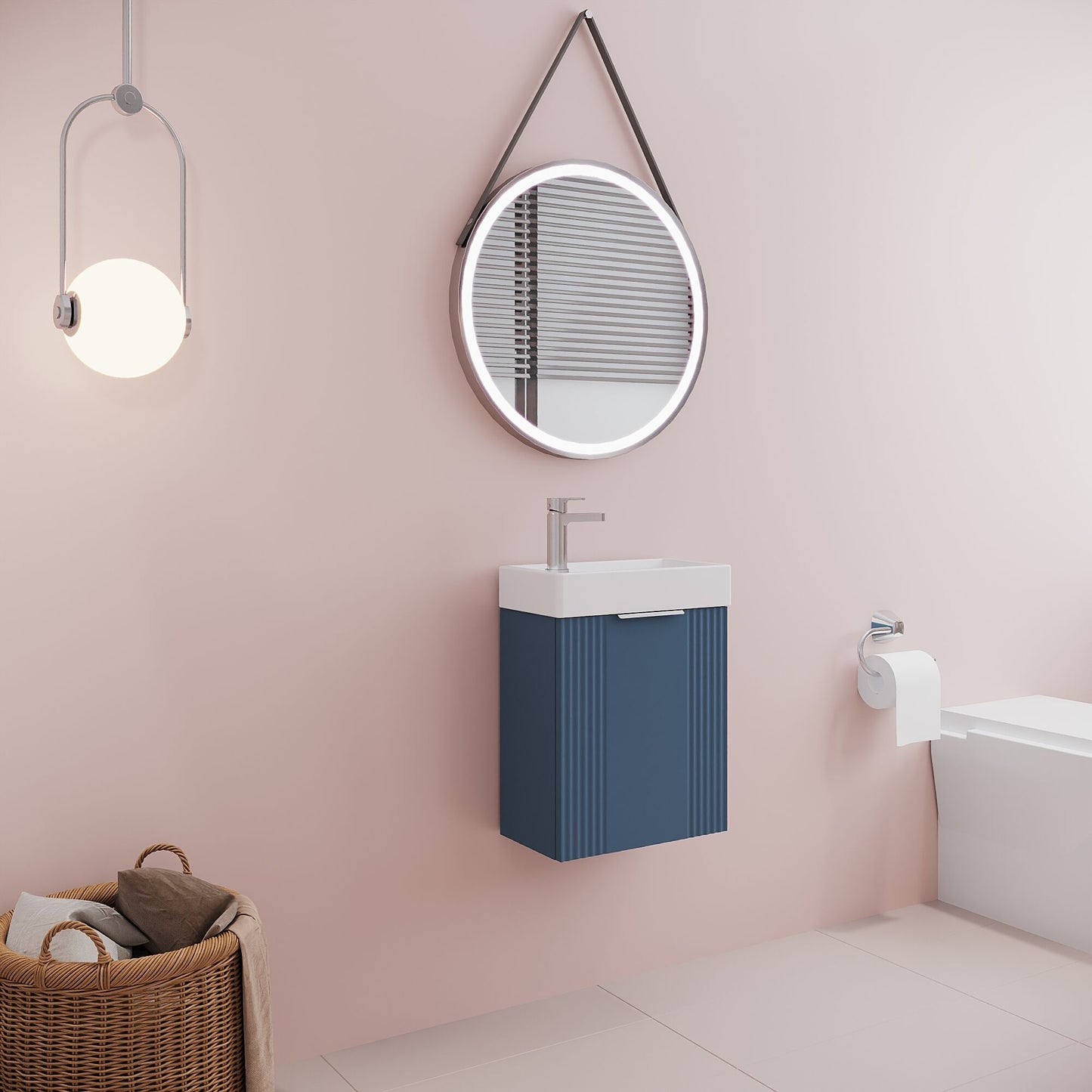 [BFDE390] Belvide Retro Wall Hung Bathroom Cloakroom Vanity Basin Unit 438 x 400 x 222mm - Multiple Colours - Lifestyle 3