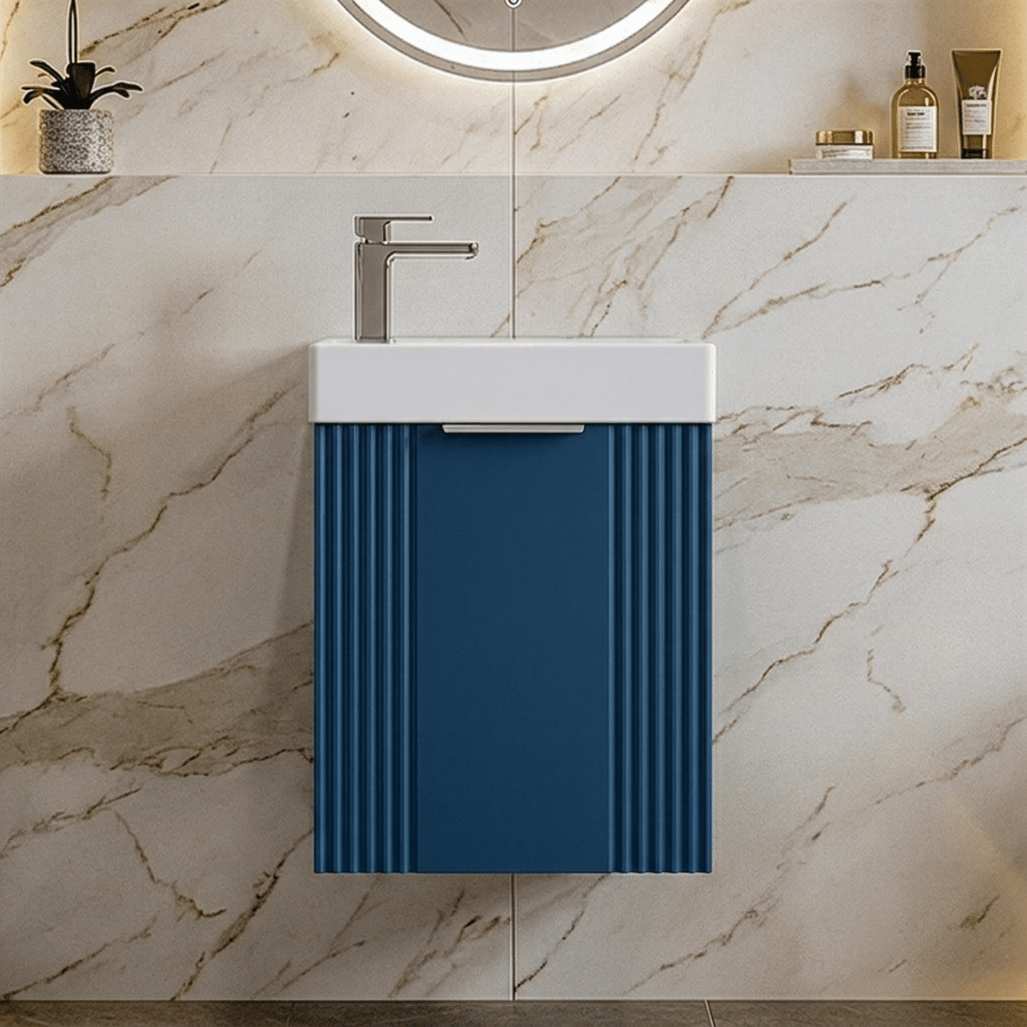 [BFDE390] Belvide Retro Wall Hung Bathroom Cloakroom Vanity Basin Unit 438 x 400 x 222mm - Multiple Colours - Silo