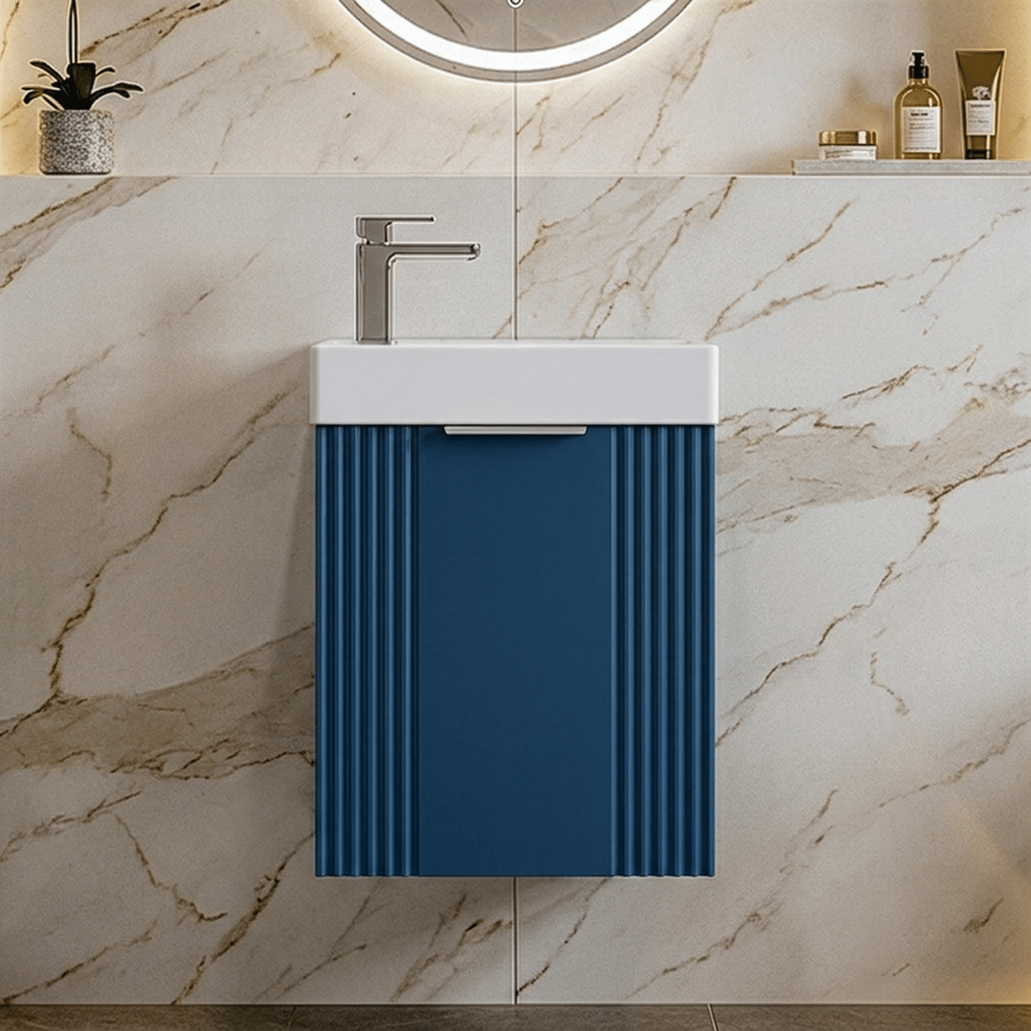 [BFDE390] Belvide Retro Wall Hung Bathroom Cloakroom Vanity Basin Unit 438 x 400 x 222mm - Multiple Colours - Silo