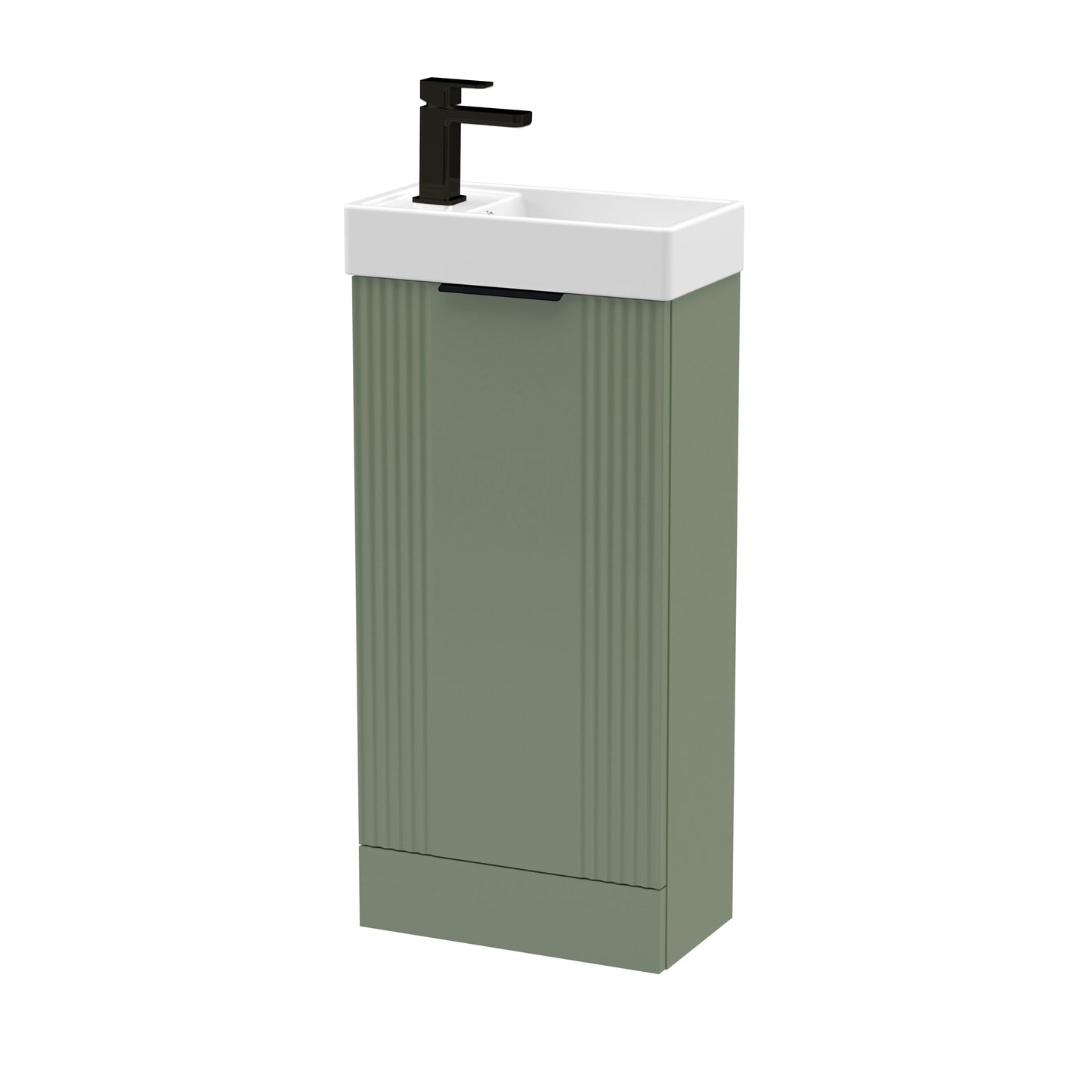 [BFDE820H224] Belvide Retro Floor Standing 1 Door Cloakroom Vanity Basin Unit, 400mm, Choice of Colour and Handle Finish - Cutout