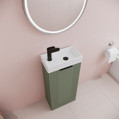 [BFDE820H224] Belvide Retro Floor Standing 1 Door Cloakroom Vanity Basin Unit, 400mm, Choice of Colour and Handle Finish - Lifestyle 2