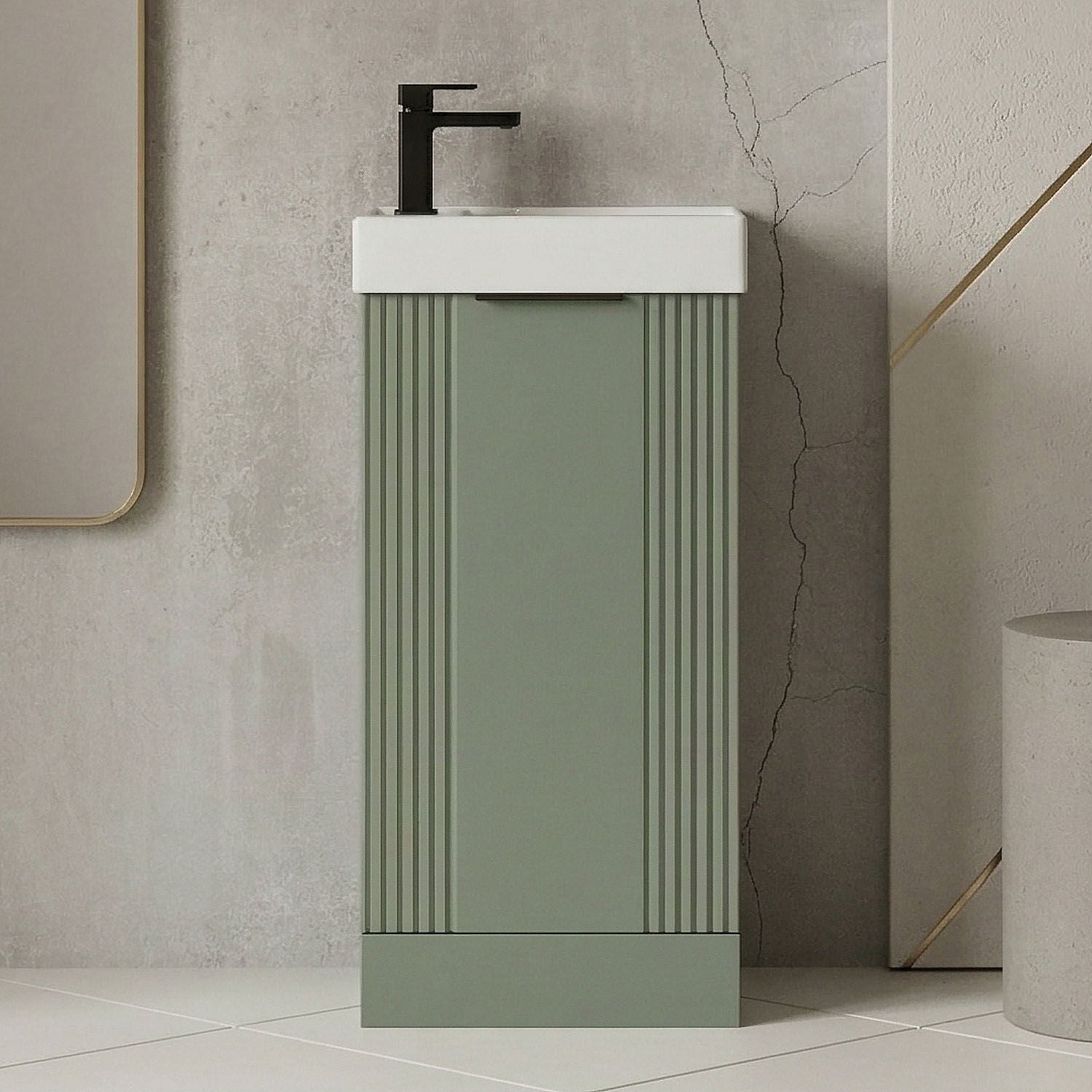 [BFDE820H224] Belvide Retro Floor Standing 1 Door Cloakroom Vanity Basin Unit, 400mm, Choice of Colour and Handle Finish - Silo