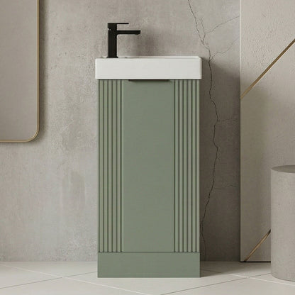 [BFDE820H224] Belvide Retro Floor Standing 1 Door Cloakroom Vanity Basin Unit, 400mm, Choice of Colour and Handle Finish - Silo